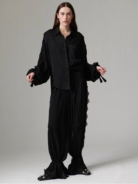 Day Birger et Mikkelsen Black Tassel-Cuff Button-Down oversized Blouse